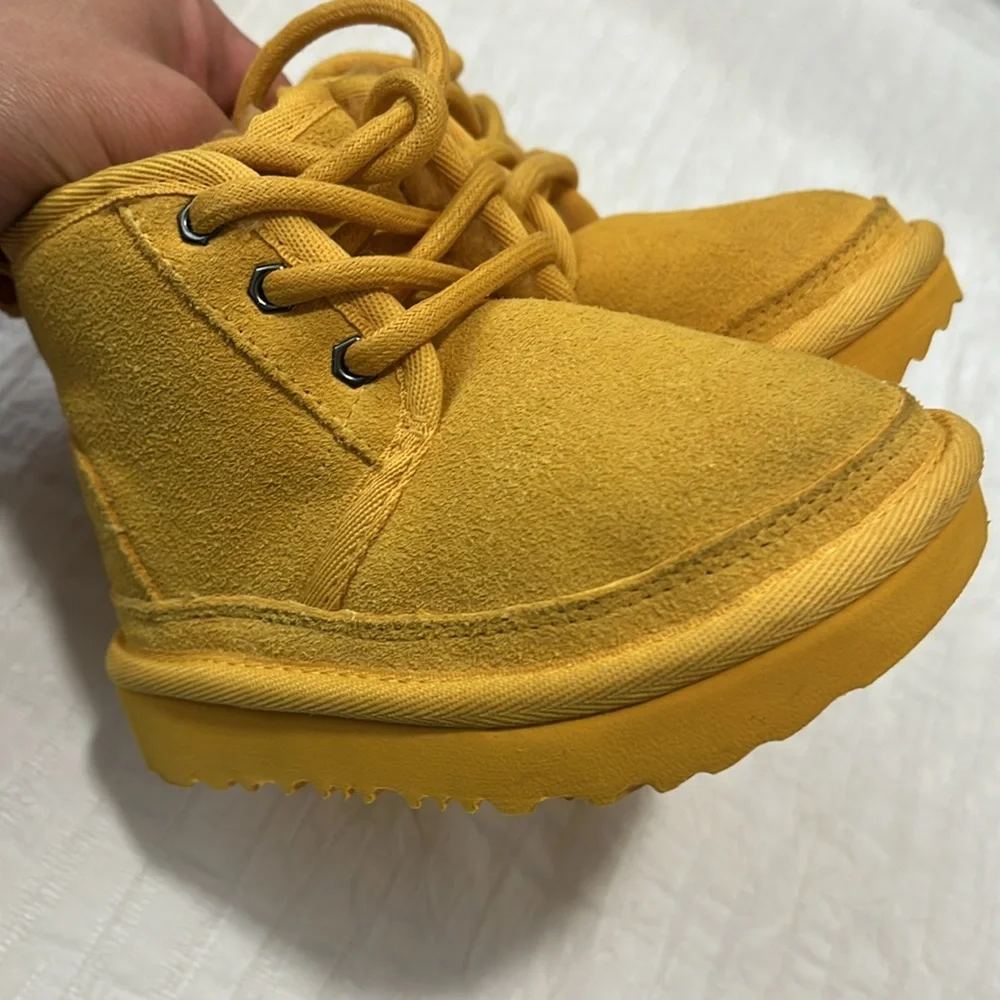 UGG NEUMEL II kids toddler boots shoe lace inner Sherpa lined treadlite size 6c - Picture 14 of 14